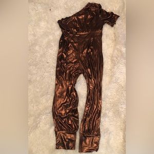 Metallic Bronze  polyester/ spandex 2X jumpsuit never worn.
